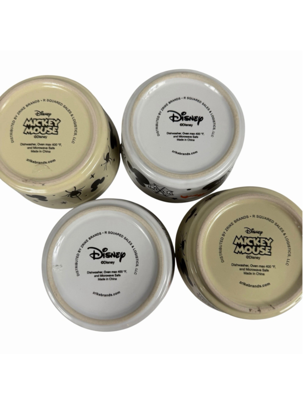 Set of 4 Disney Halloween Mickey Mouse Ceramic Ramekins Oven Safe Spiderwebs - Picture 5 of 8